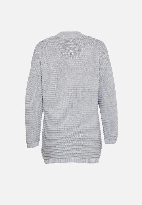 Missguided - Petite ribbed high neck jumper dress - grey