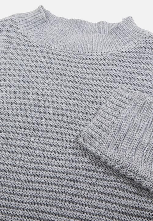 Missguided - Petite ribbed high neck jumper dress - grey