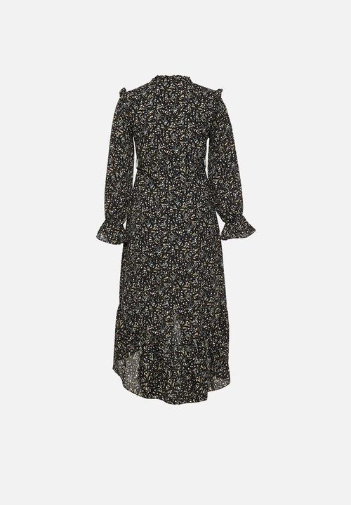 Missguided - Petite frill neck midi smock dress - multi