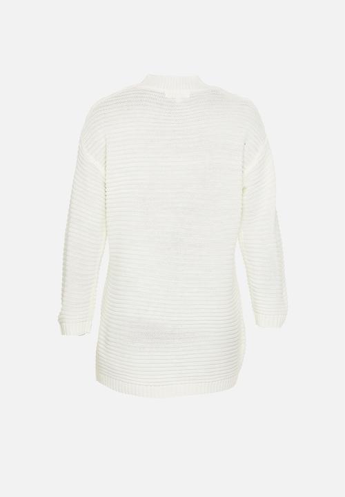 Missguided - Petite ribbed high neck jumper dress - white