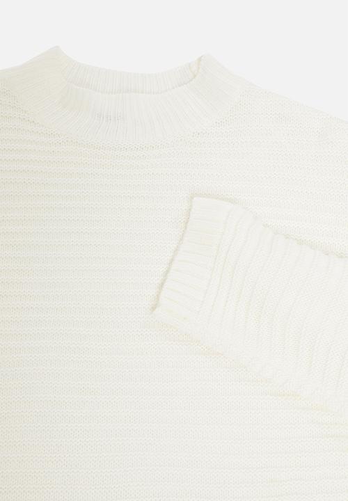 Missguided - Petite ribbed high neck jumper dress - white