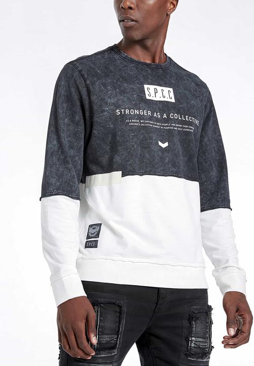 S.P.C.C - Crossway cut & sew crew neck sweat - black & white