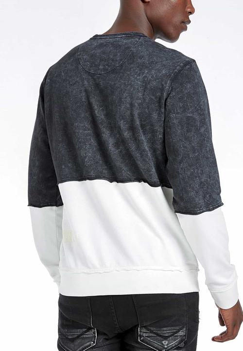 S.P.C.C - Crossway cut & sew crew neck sweat - black & white