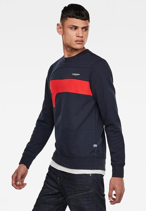 G-STAR - Hamburger logo sweater - navy & red 