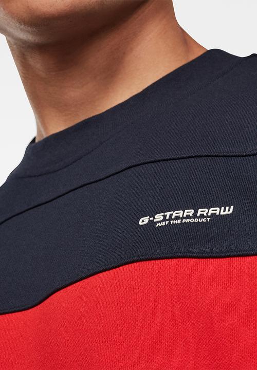 G-STAR - Hamburger logo sweater - navy & red 