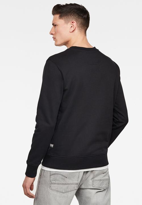 G-STAR - Denim applique sweater - black