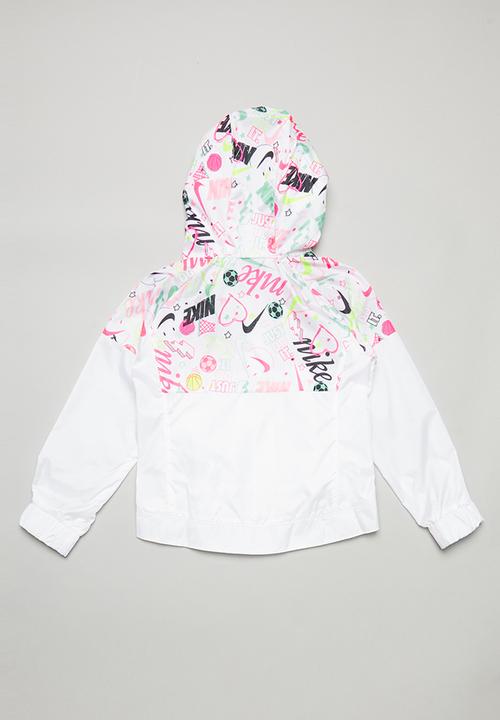 Nike - Nike girls scribble aop wind jacket - white