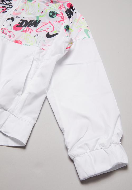 Nike - Nike girls scribble aop wind jacket - white