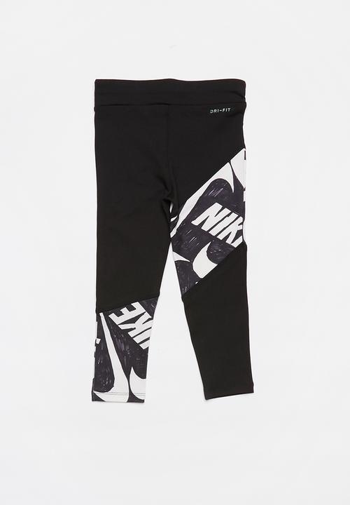 Nike - Nike girls dri fit marker mash leggings - black & white 