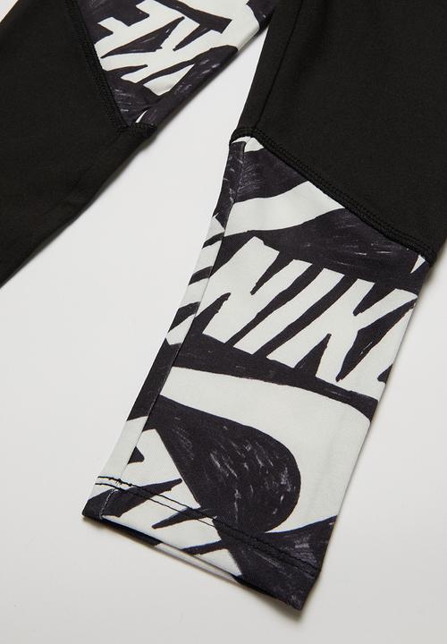 Nike - Nike girls dri fit marker mash leggings - black & white 