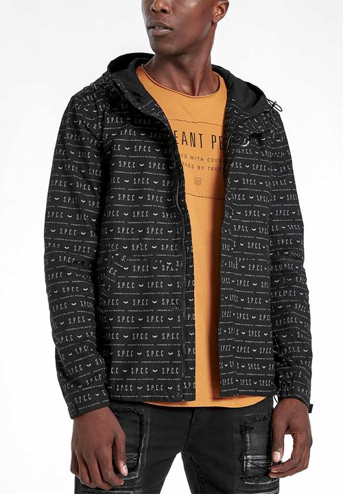 S.P.C.C - Horace rotary printed lightweight hooded jacket - black