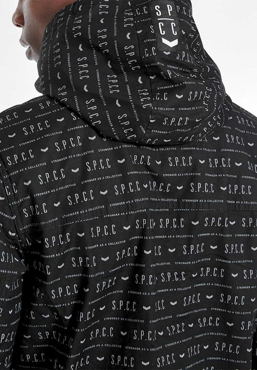 S.P.C.C - Horace rotary printed lightweight hooded jacket - black
