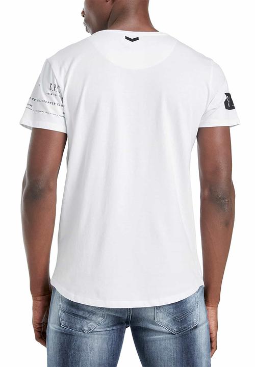 S.P.C.C - Dyer scoop hem logo tee - optical white