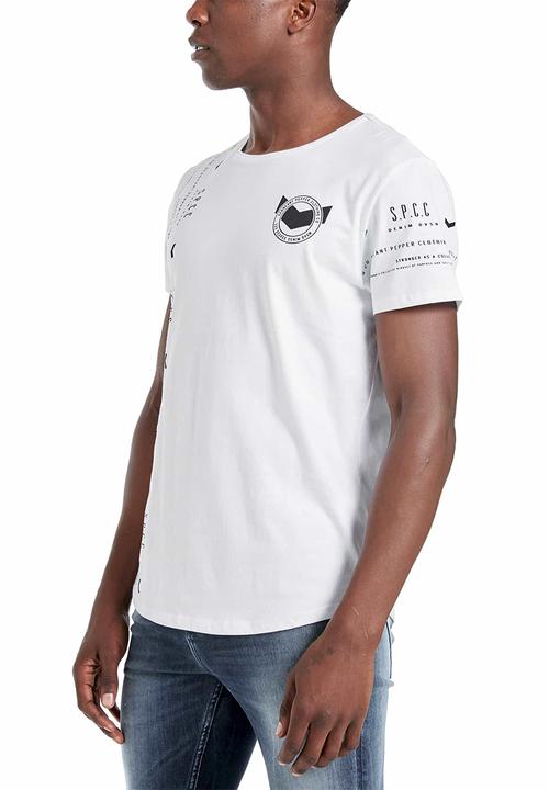 S.P.C.C - Dyer scoop hem logo tee - optical white