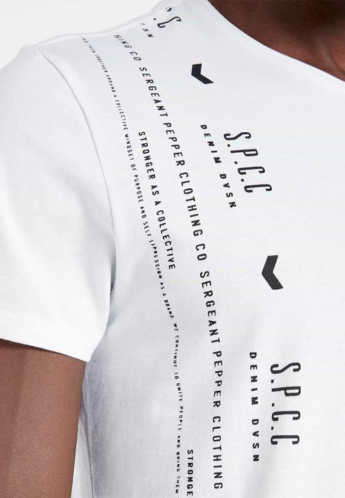 S.P.C.C - Dyer scoop hem logo tee - optical white