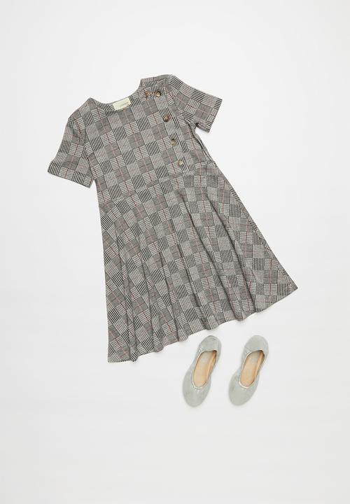 Superbalist Kids - Check ponti dress - grey