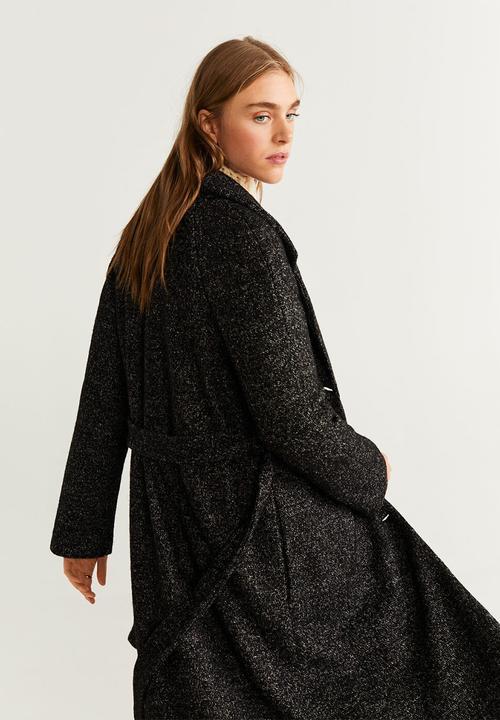 MANGO - Wrap coat - black