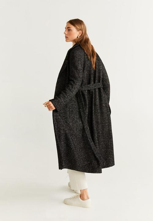 MANGO - Wrap coat - black