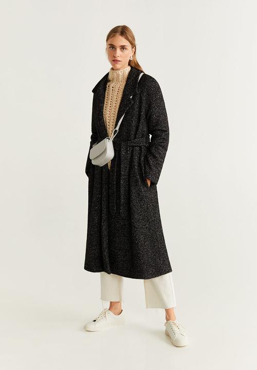 MANGO - Wrap coat - black