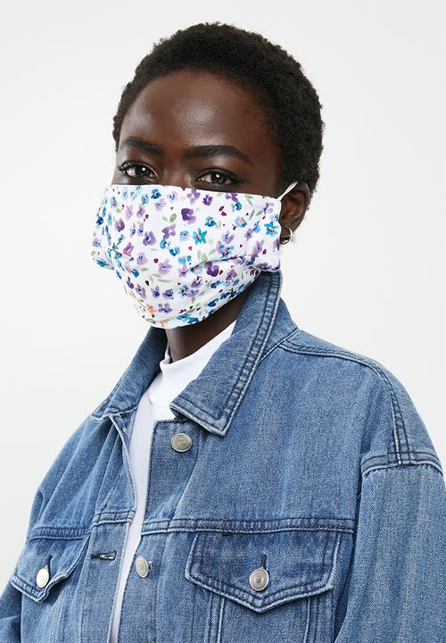 Superbalist - 2 Pack fabric mask - ditsy floral & pale blue