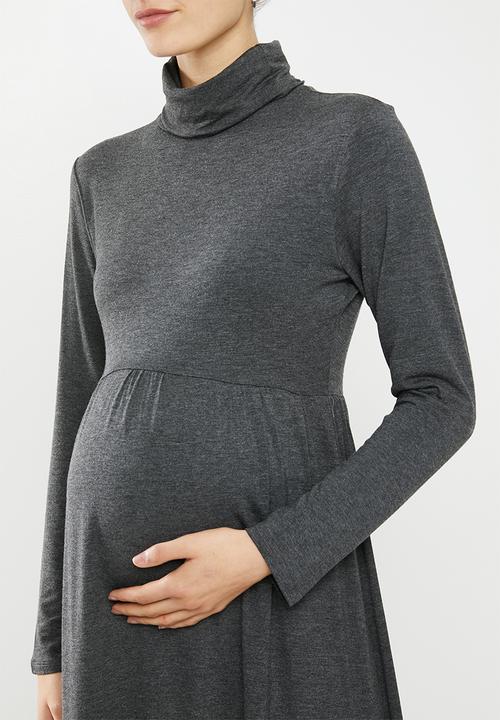 Superbalist - Maternity babydoll poloneck dress - charcoal melange