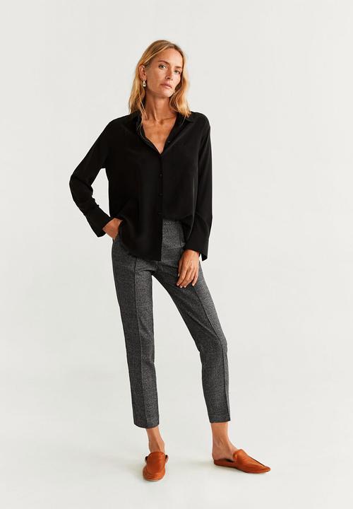 MANGO - Check detail trousers - grey