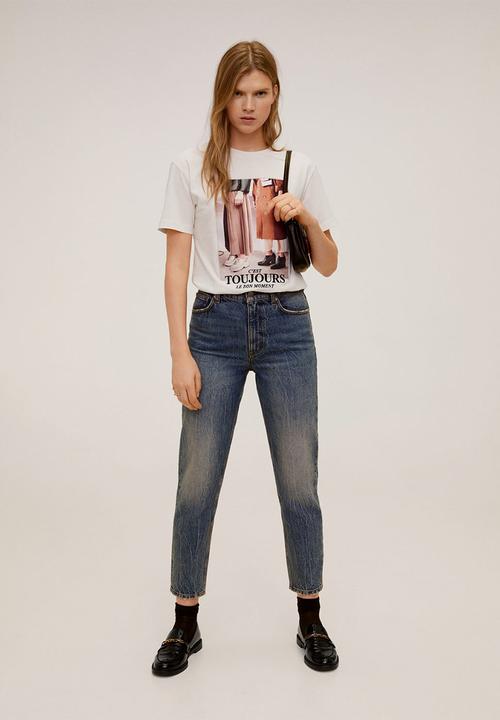 MANGO - T-shirt zapa - beige