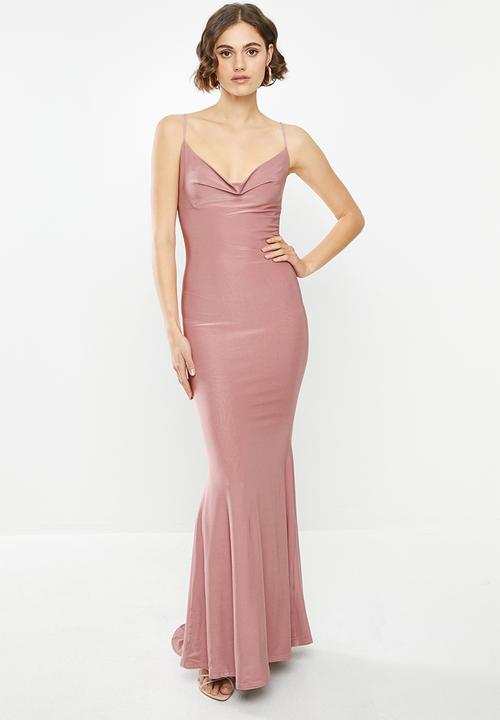 slinky cowl neck maxi dress