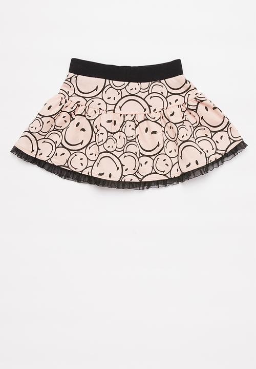 Pop Candy - Printed fleece skirt - pink & black