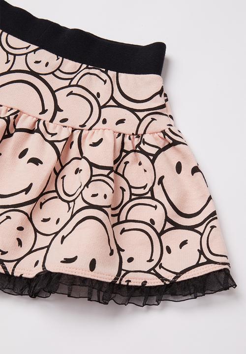 Pop Candy - Printed fleece skirt - pink & black