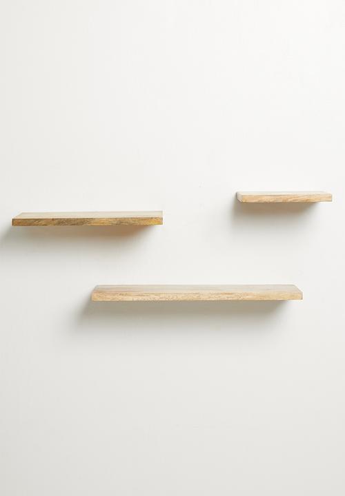 Sixth Floor - Mango wood  shelves set of 3 - natural