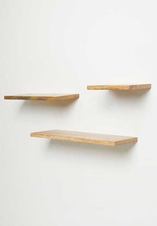 Sixth Floor - Mango wood  shelves set of 3 - natural