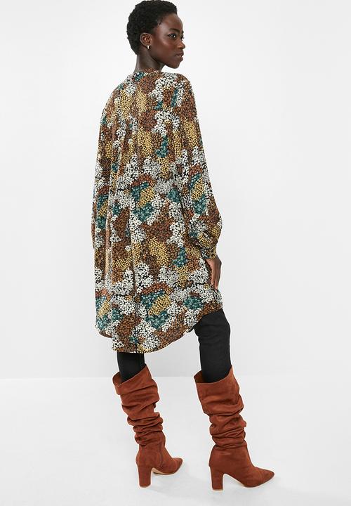 edit - Mandarin viscose tunic - multi