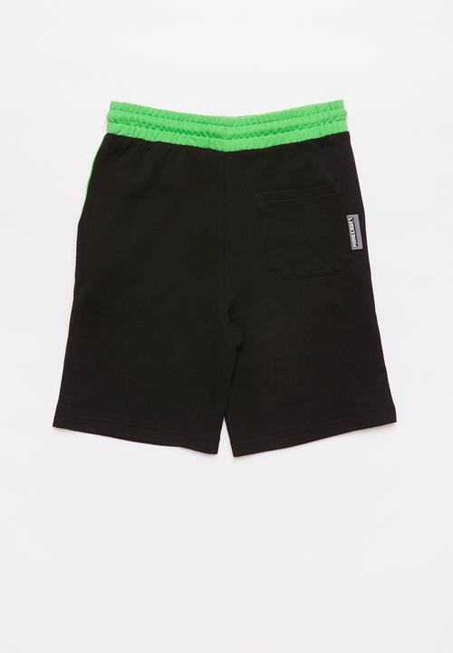 Rebel Republic - Boys Minecraft fleece shorts - black & green 