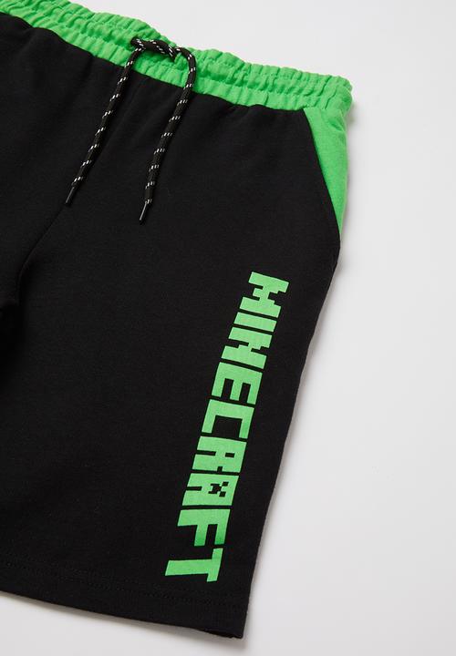 Rebel Republic - Boys Minecraft fleece shorts - black & green 
