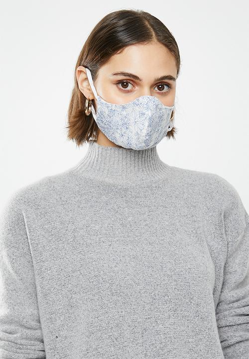 Superbalist - Ditsy floral and stripe mask 2 pack - blue