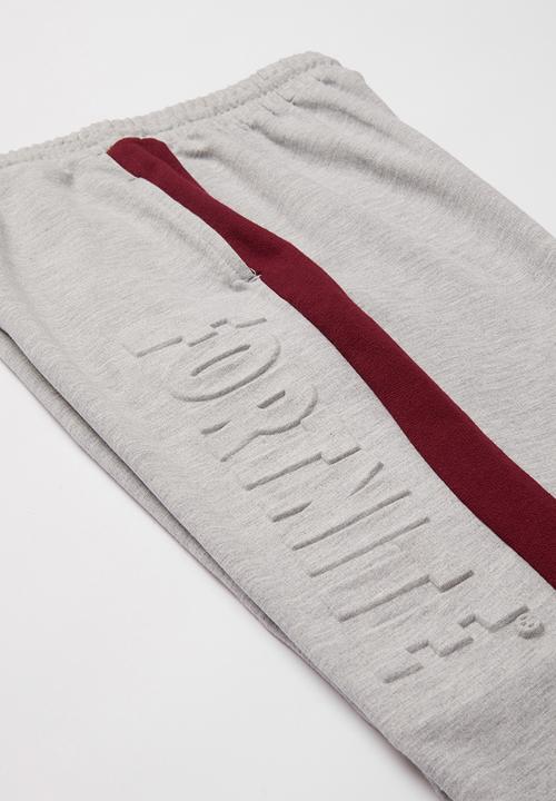 Rebel Republic - Boys Fortnite jogger - grey & burgundy 