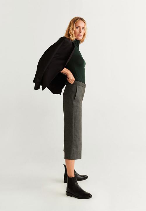 MANGO - Cropped wide leg trousers - grey