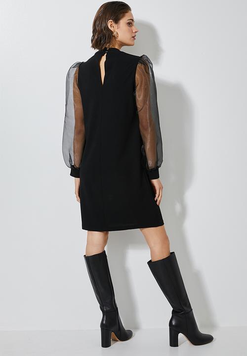 Superbalist - Puff sleeve shift dress - black
