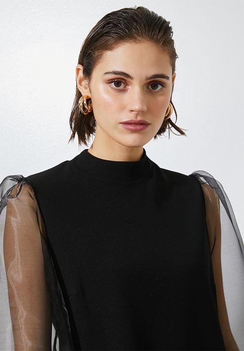Superbalist - Puff sleeve shift dress - black
