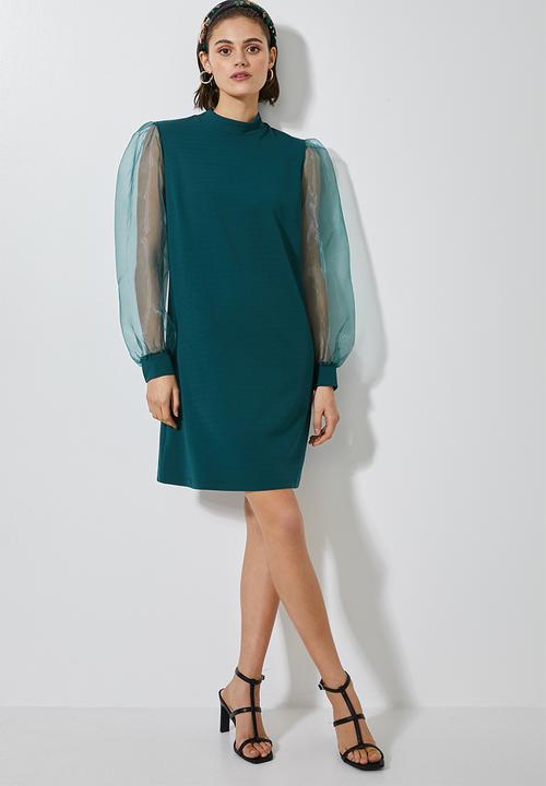 Superbalist - Puff sleeve shift dress - emerald