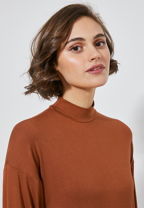 Superbalist - Longline viscose tee - tobacco