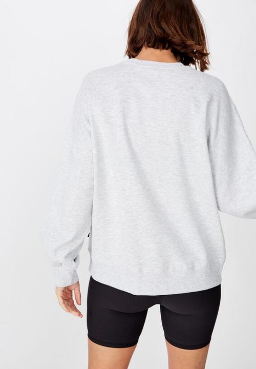 Cotton On - Blocked fleece crew top - grey & white 