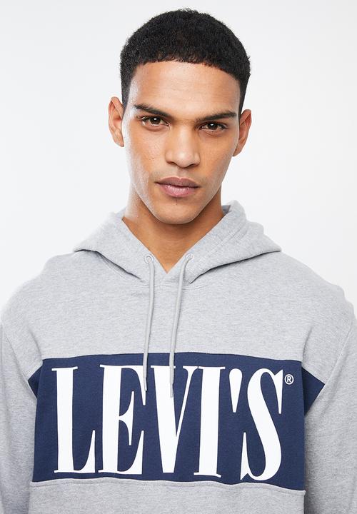 Levi’s® - Colour block logo hoodie - grey & navy 