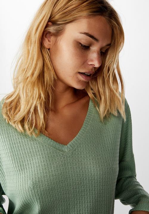 Cotton On - Soft waffle sleep top - smoke green