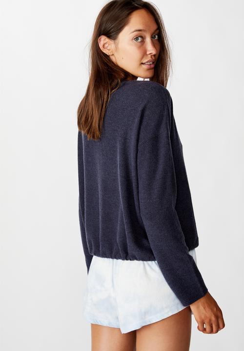 Cotton On - Super soft draw cord crew - navy baby marle