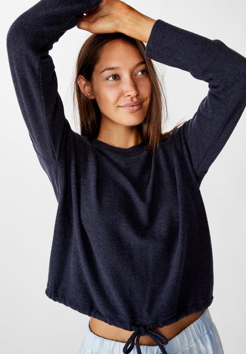 Cotton On - Super soft draw cord crew - navy baby marle