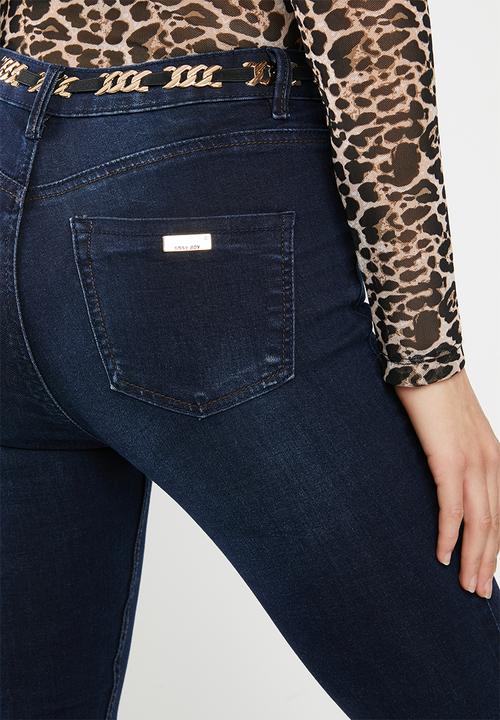 SISSY BOY - Ryder skinny jeans with animal print belt - dark blue