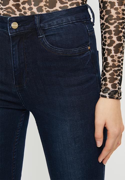 SISSY BOY - Ryder skinny jeans with animal print belt - dark blue