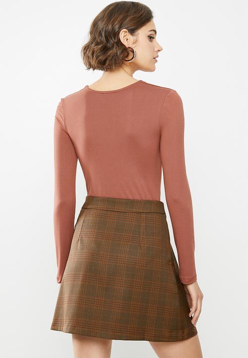 Blake - Sueded turtle bodysuit - rust